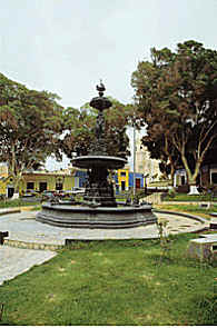 The peaceful Plaza de Armas in the town of Macquega.