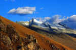 The sunset lights up one of the snowy peaks visible on the way down from Churup Lake.  Mylene D'Auriol